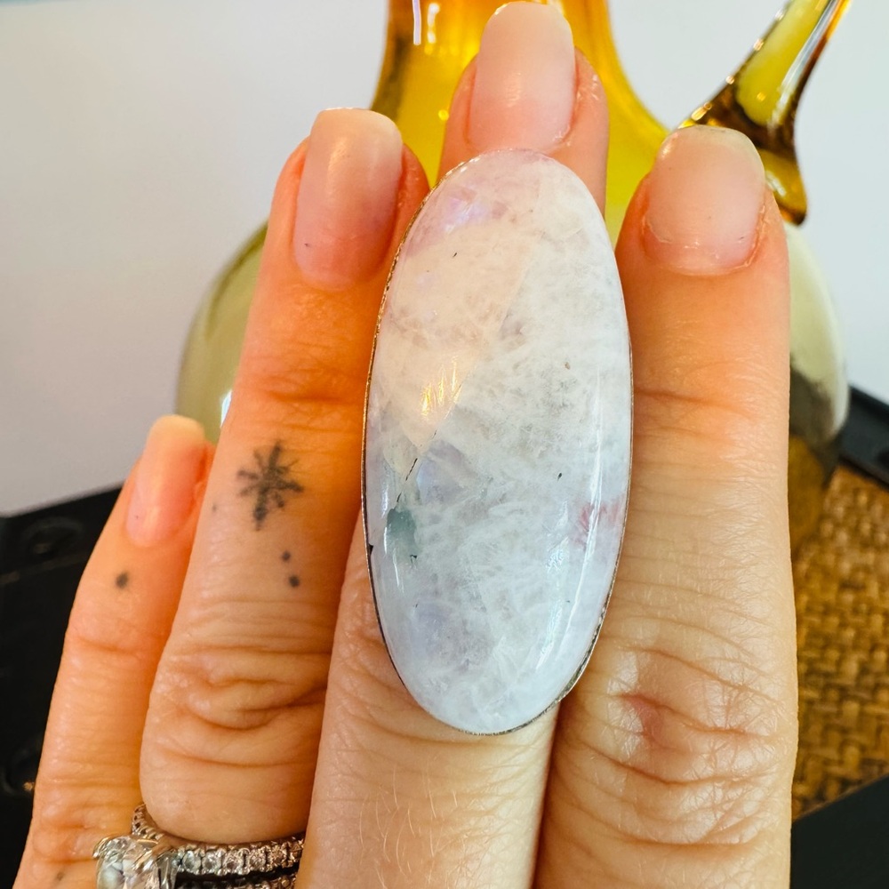 SOLD*** Moonstone Ring on Silver Band Stunning Size 5.5